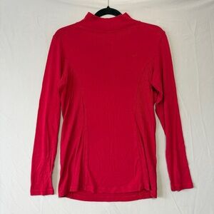 RM Williams Australia Womens Mock Turtleneck 16 Red Cotton Bamboo Layers Logo